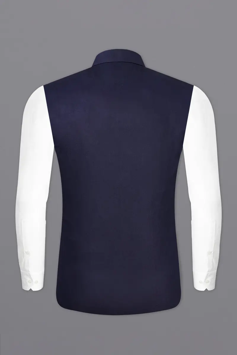 Blue Subtle Sheen Textured Nehru Jacket 6