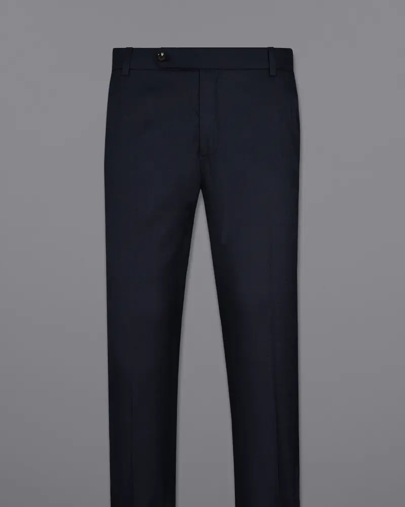 Blue Subtle Textured Wool Rich Pant 4