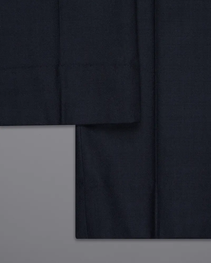 Blue Subtle Textured Wool Rich Pant 6