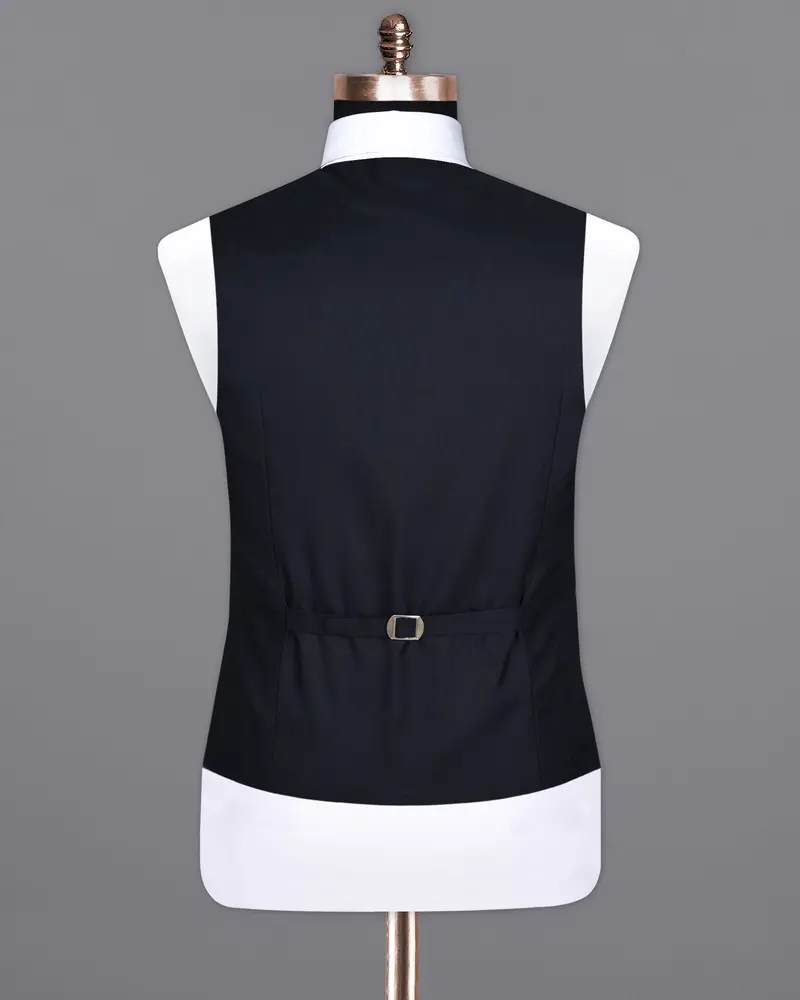 Blue Subtle Textured Wool Rich Waistcoat 6