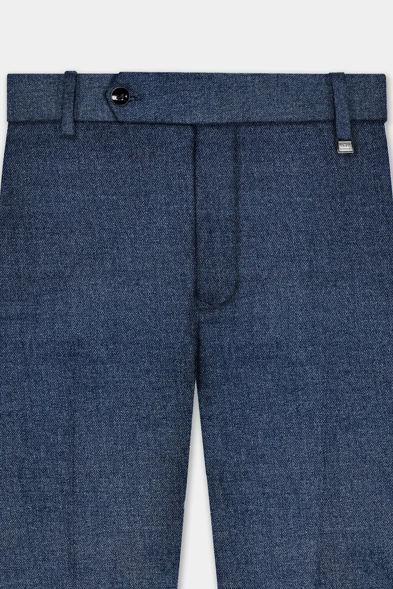 Blue Textured Tweed Wool Rich Patch Pocket Designer Sport Suit 12