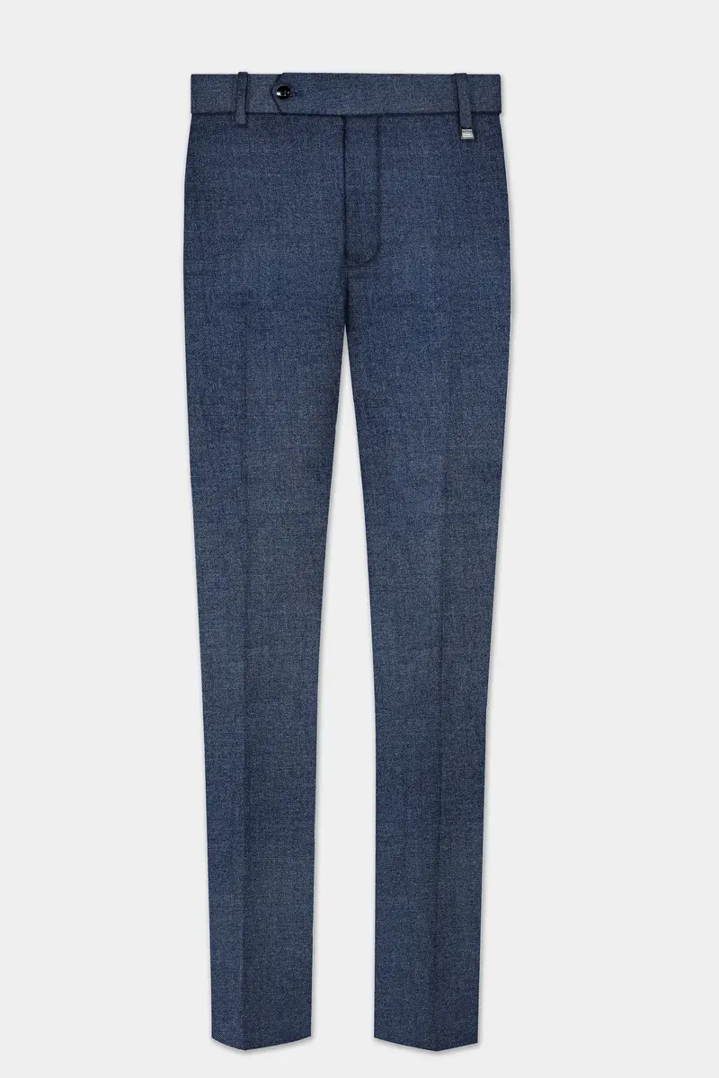 Blue Textured Tweed Wool Rich Patch Pocket Designer Sport Suit 13