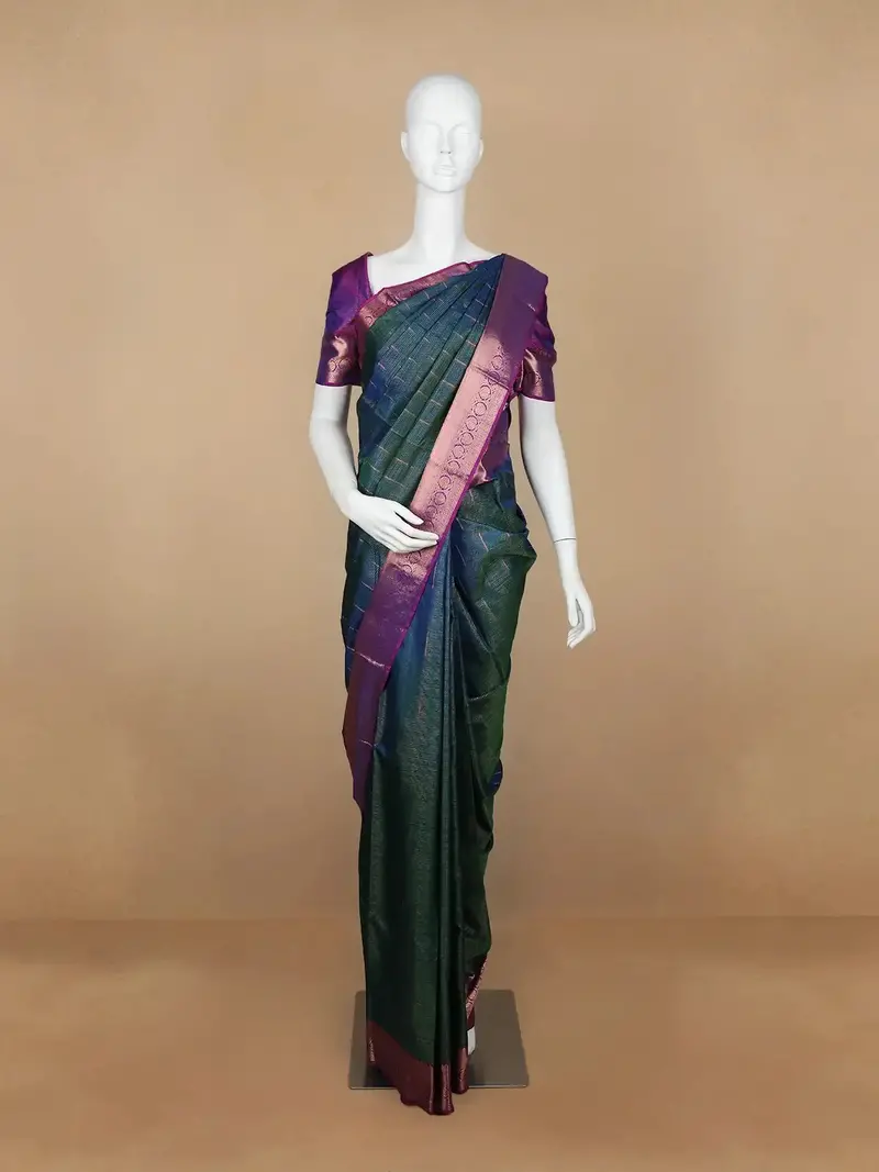 Blue Vaira Oosi Woven Pure Kanchipuram Silk Saree 1