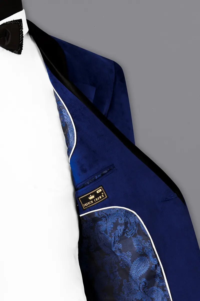 Blue Velvet Tuxedo Designer Suit 8