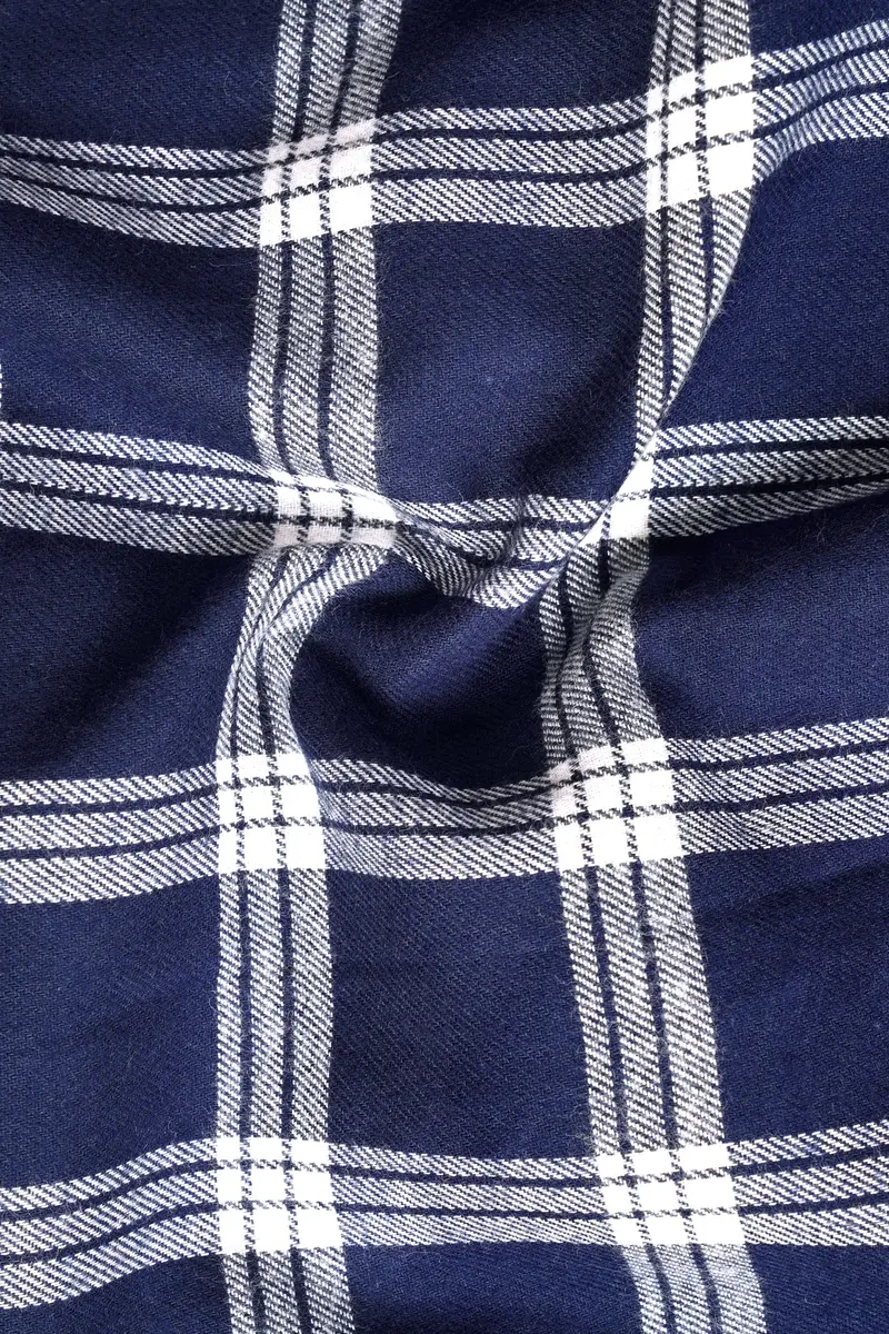 Blue Windowpane Plaid Flannel Shirt 2