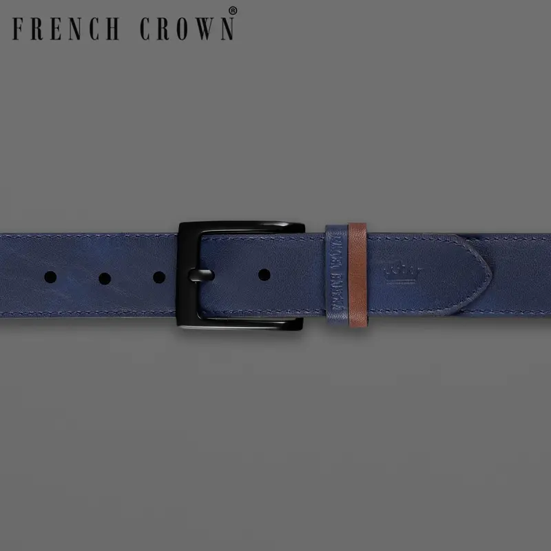 Blue With Black Buckle Leather Free Lightweight Handcrafted Belt 1