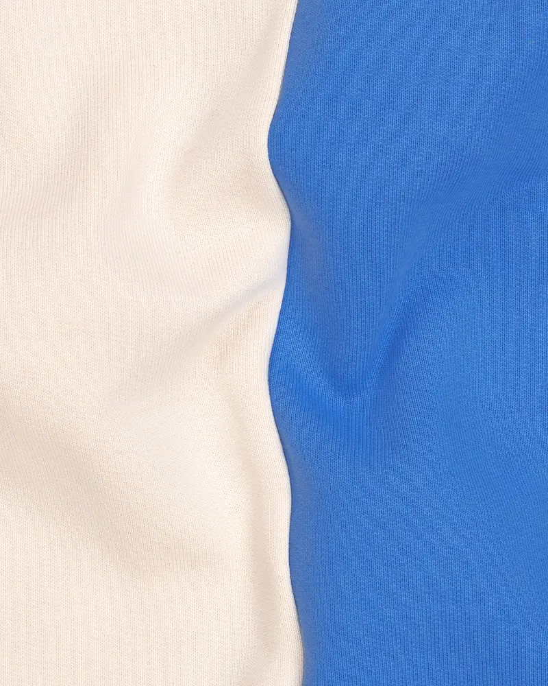 Blue With Cream Half And Half Full Sleeve Premium Cotton Heavyweight Hooded Sweatshirt 3