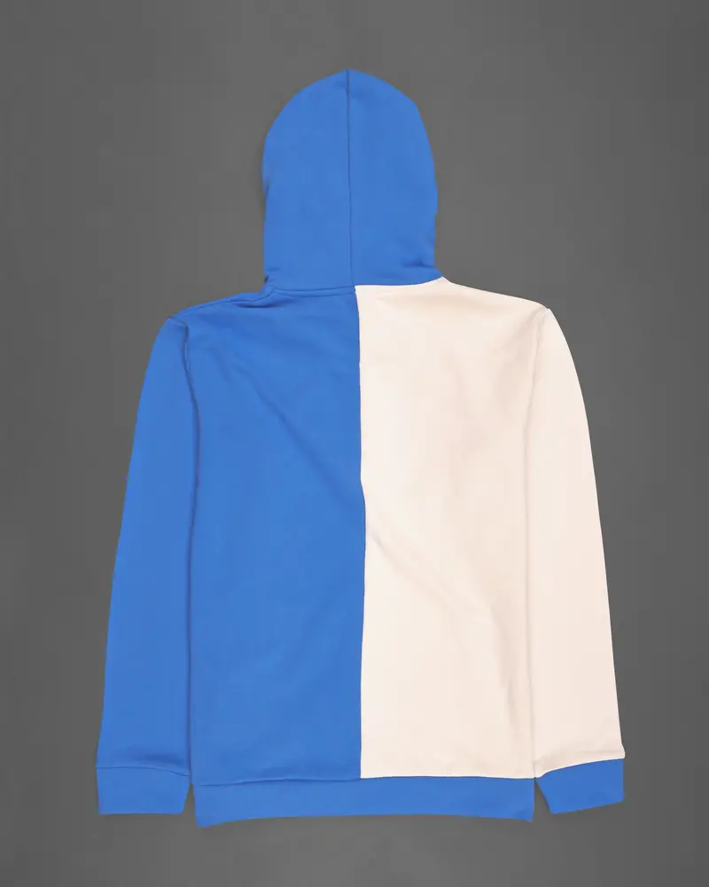 Blue With Cream Half And Half Full Sleeve Premium Cotton Heavyweight Hooded Sweatshirt 5