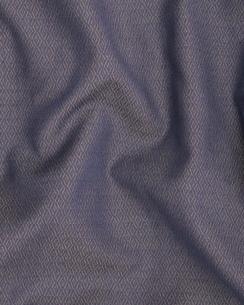 Blue With Light Brown 3D Textured Wool Blend Pant 3