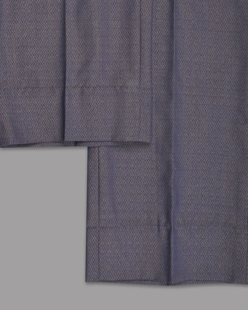 Blue With Light Brown 3D Textured Wool Blend Pant 6