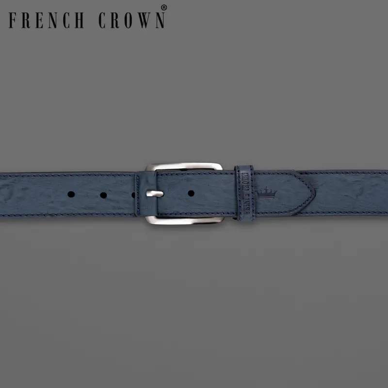 Blue With Metallic Buckle Leather Free Lightweight Handcrafted Belt 1