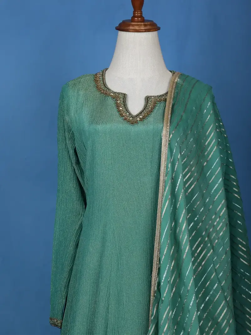 Blue Zardosi Worked Semi Silk Salwar Suit 2