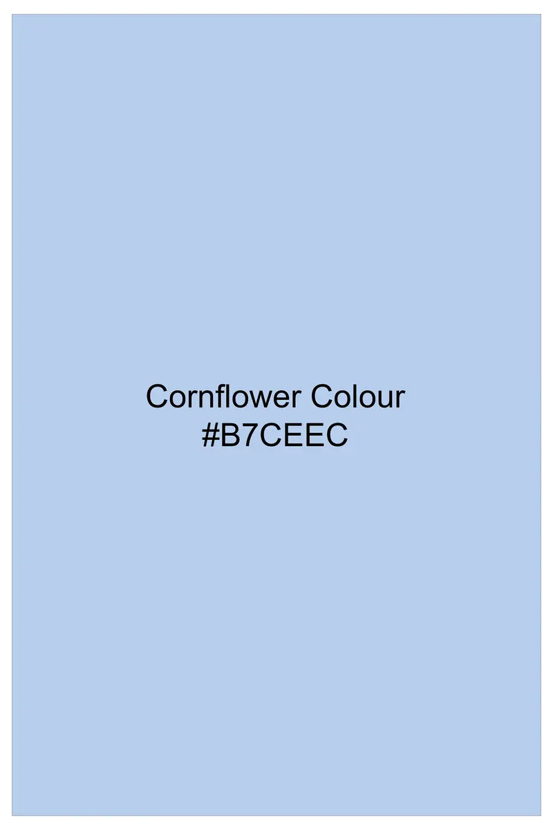 Bluessenza-Cornflower Blue Subtle Sheen Super Soft Premium Cotton Dress Mandarin Shirt 7