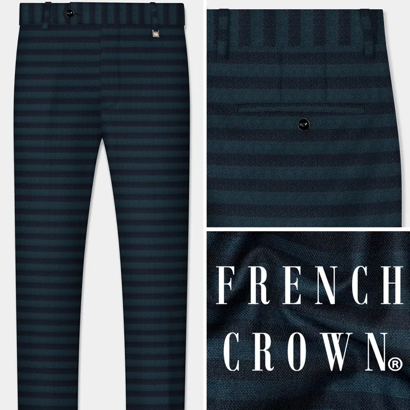 Bluish Blue And Jade Black Striped Pant 1