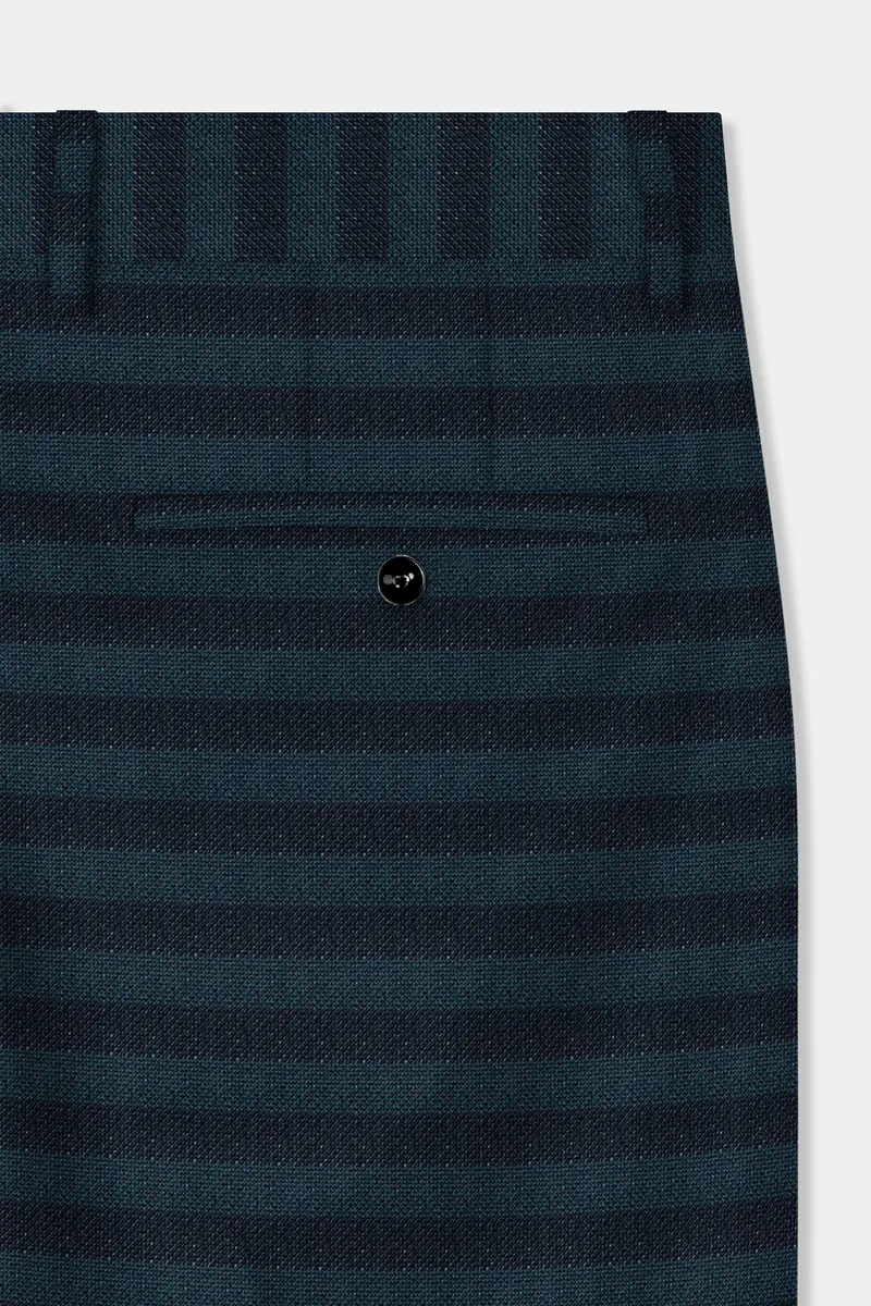 Bluish Blue And Jade Black Striped Pant 4