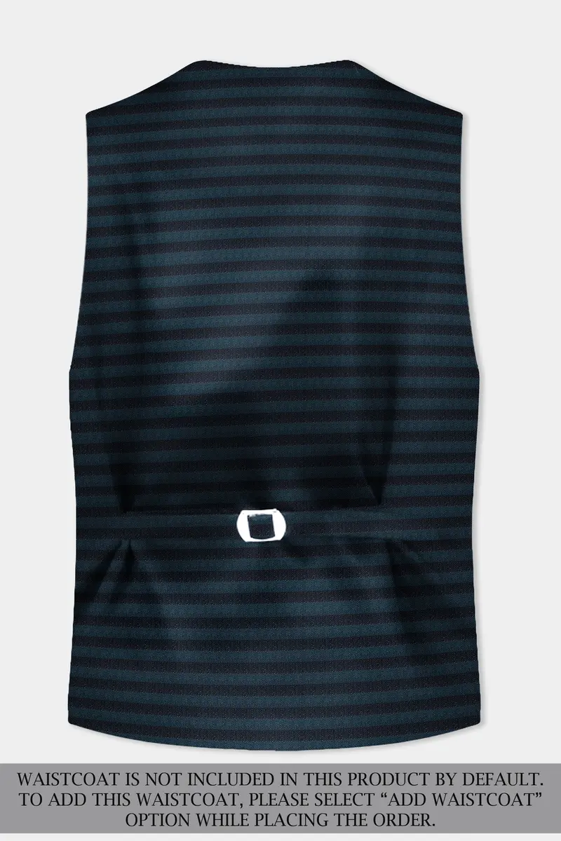 Bluish Blue And Jade Black Striped Wool Rich Double Breasted Suit 13