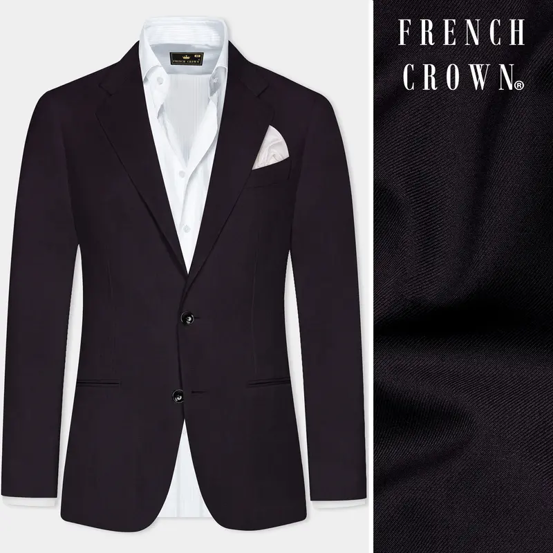 Bluish Wool Rich Single-Breasted Blazer 1