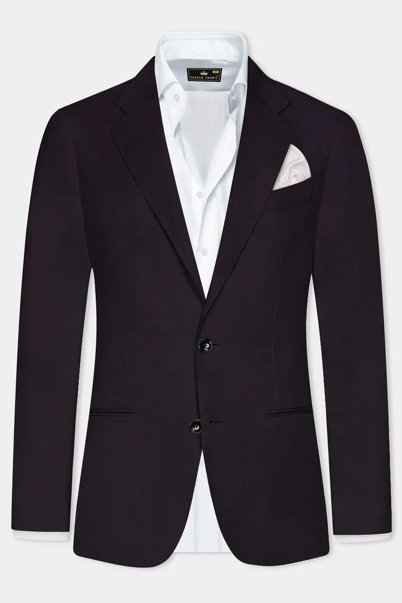 Bluish Wool Rich Single-Breasted Blazer 2