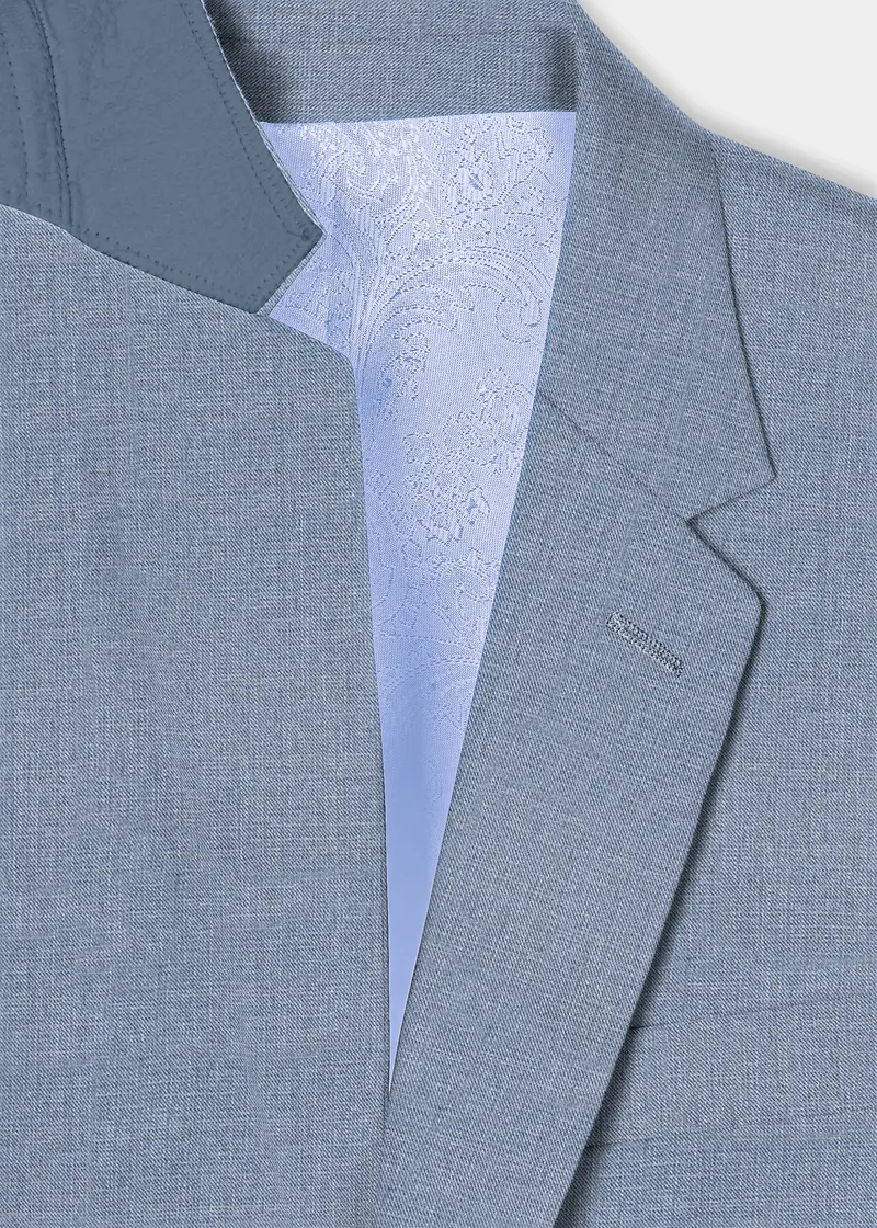 Bluish Wool Rich Single Breasted Blazer 4