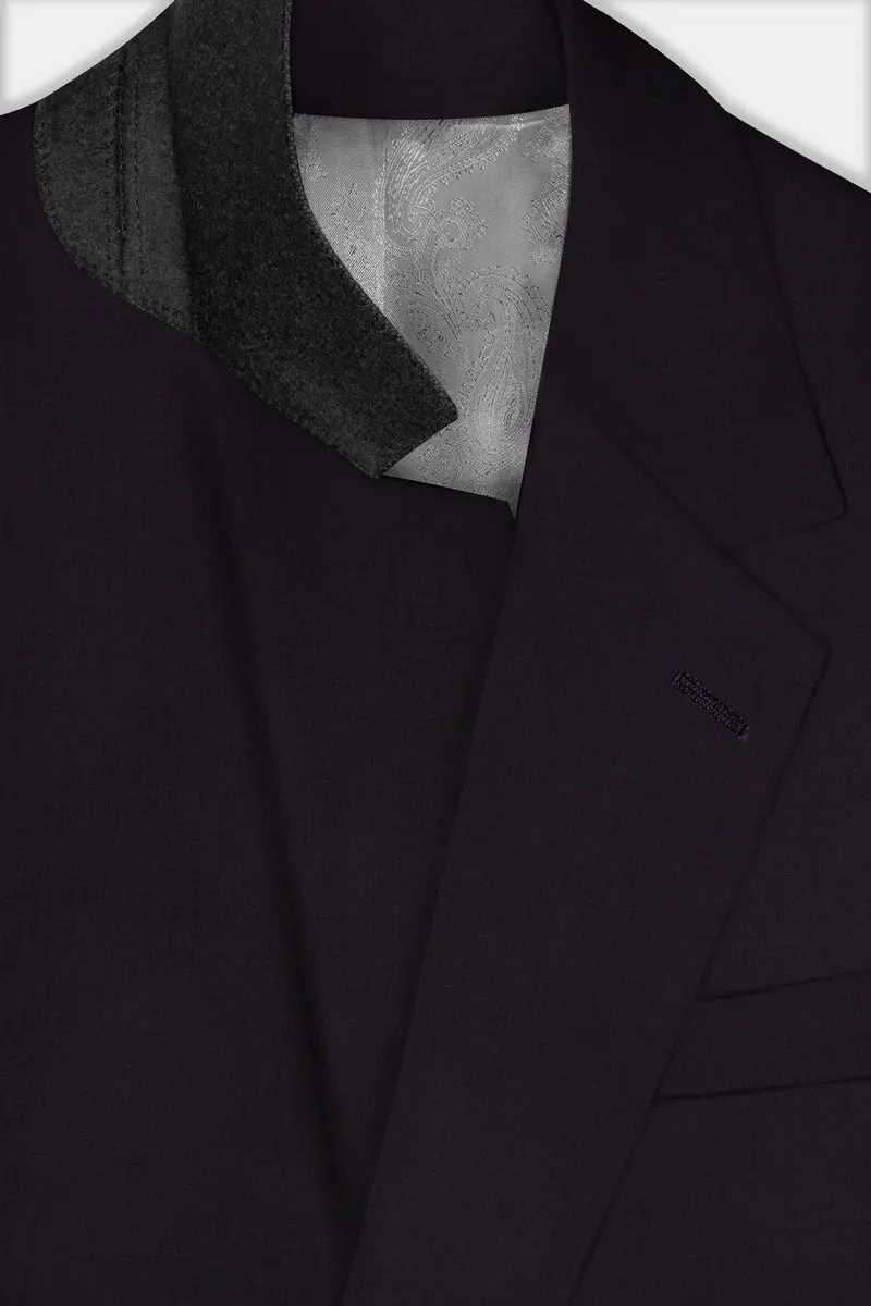 Bluish Wool Rich Single-Breasted Blazer 4