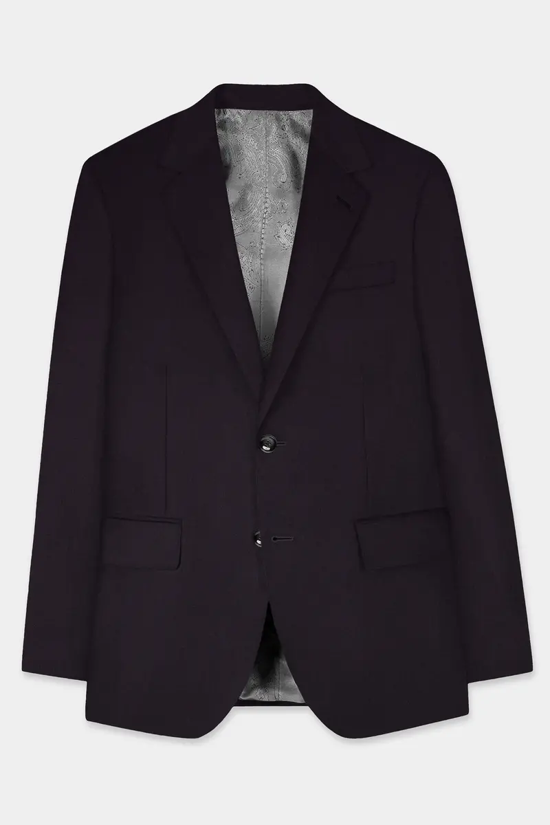 Bluish Wool Rich Single-Breasted Blazer 7