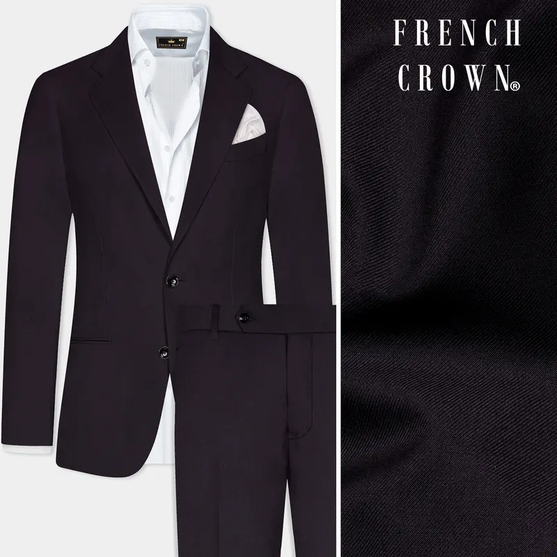 Bluish Wool Rich Single-Breasted Suit 1