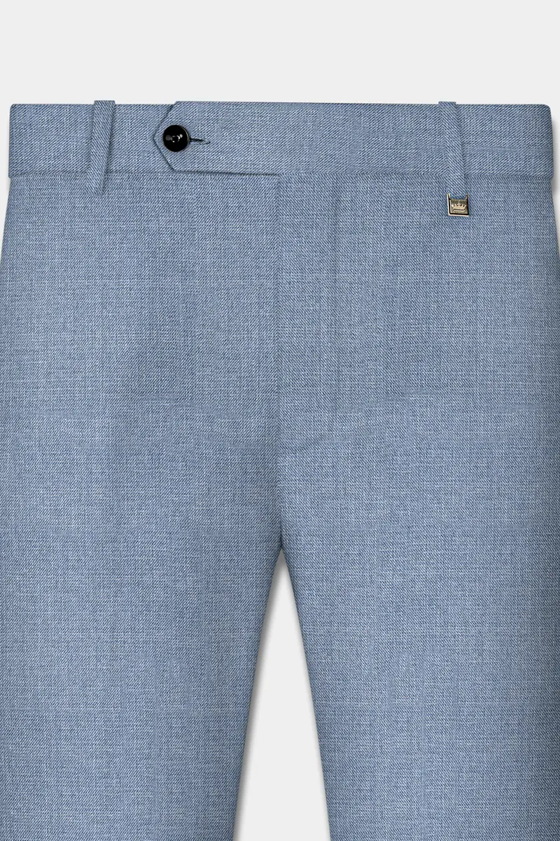 Bluish Wool Rich Single Breasted Suit 8