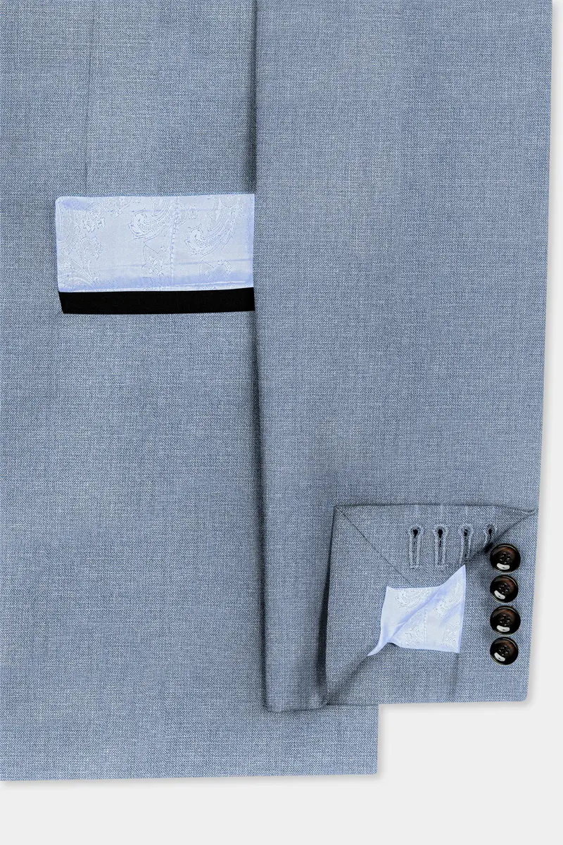 Bluish Wool Rich Tuxedo Blazer 6