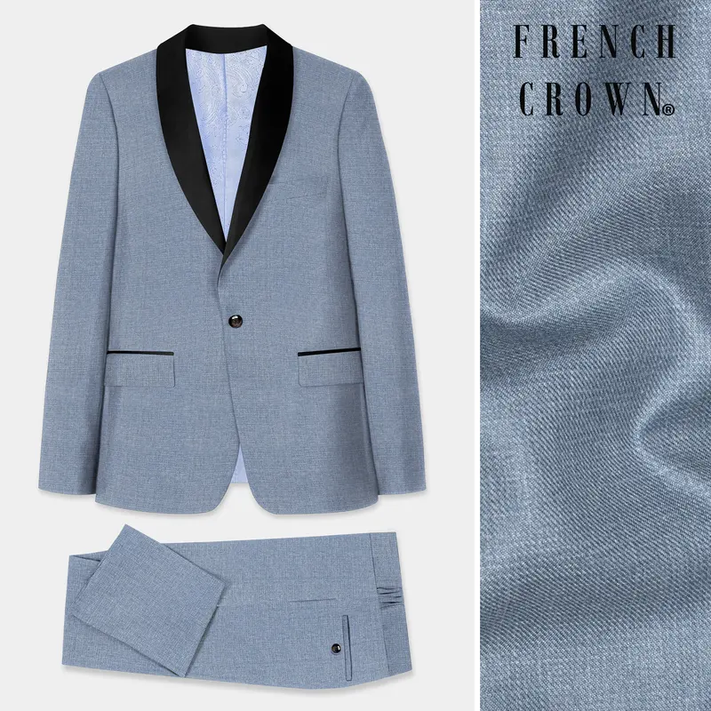 Bluish Wool Rich Tuxedo Suit 1