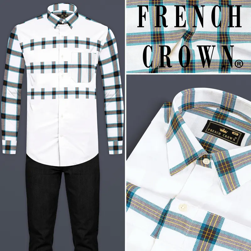 Blumine Blue And Bright White Premium Cotton Designer Shirt 10