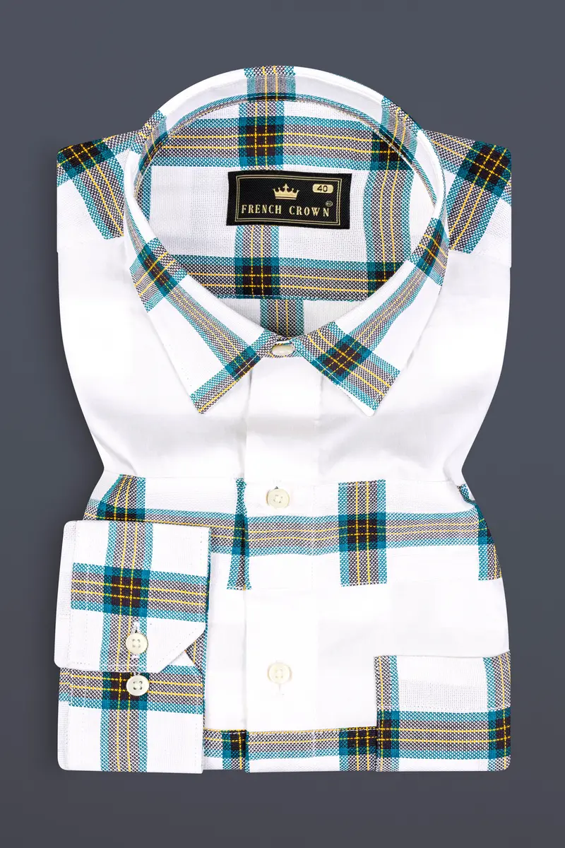 Blumine Blue And Bright White Premium Cotton Designer Shirt 2