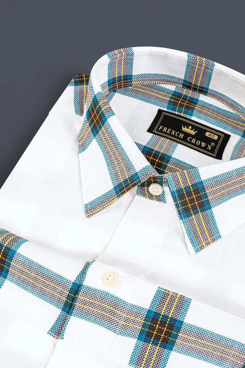 Blumine Blue And Bright White Premium Cotton Designer Shirt 4