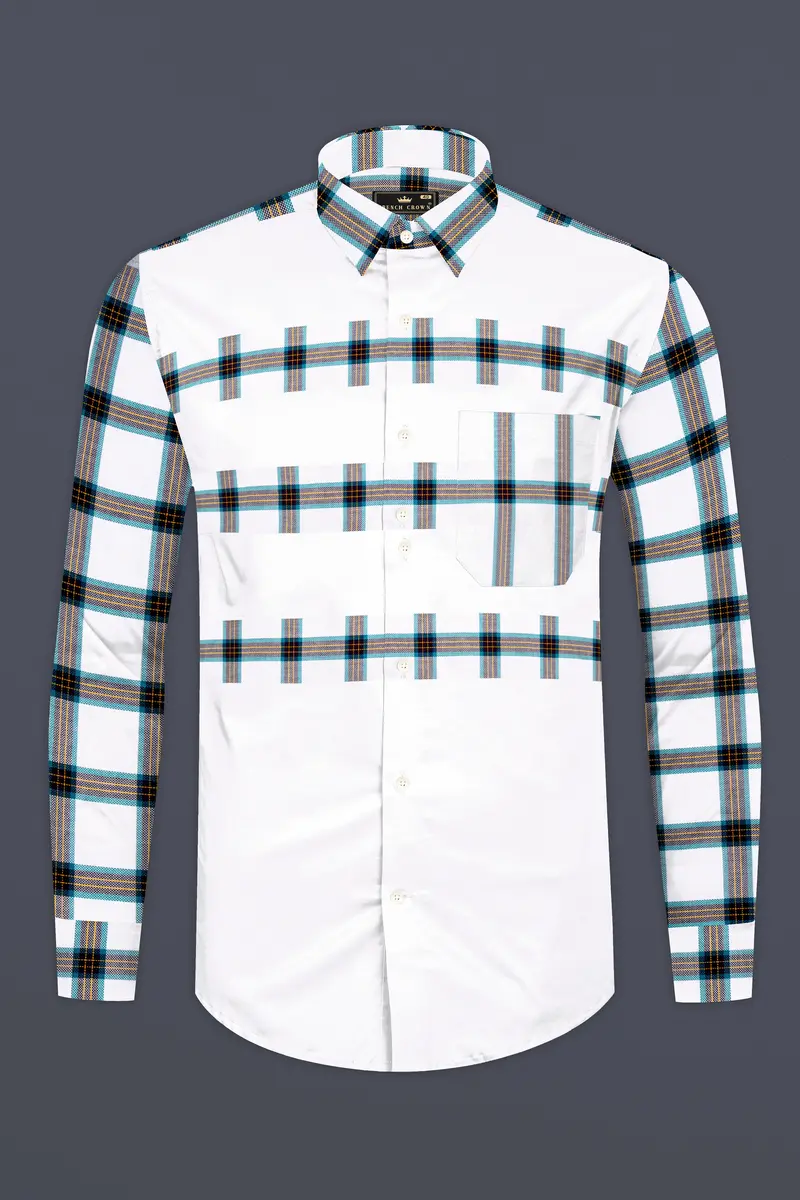 Blumine Blue And Bright White Premium Cotton Designer Shirt 5