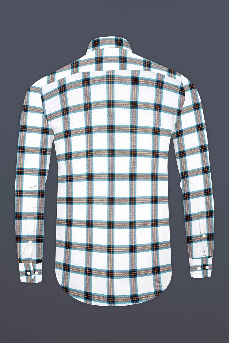 Blumine Blue And Bright White Premium Cotton Designer Shirt 6