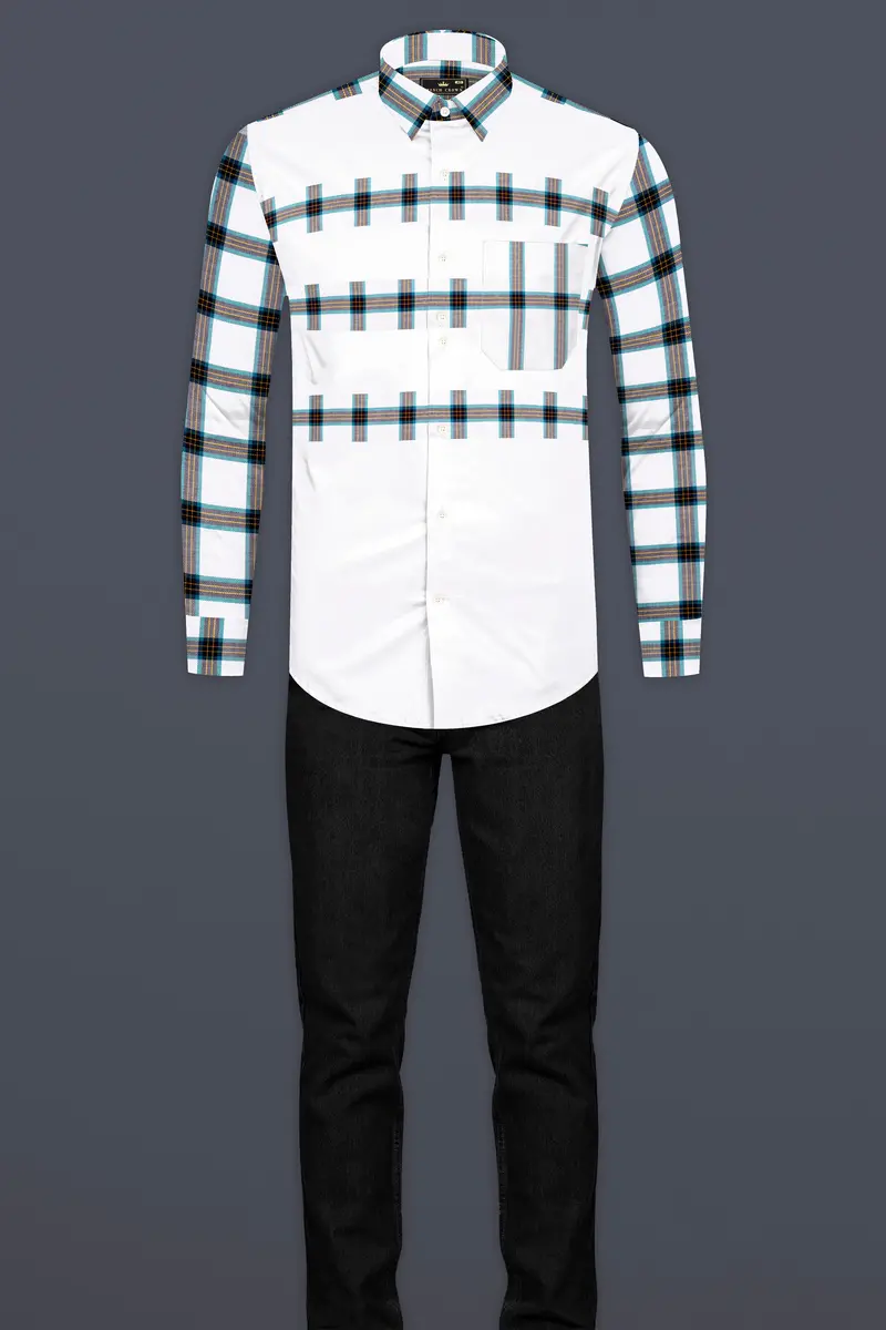 Blumine Blue And Bright White Premium Cotton Designer Shirt 7