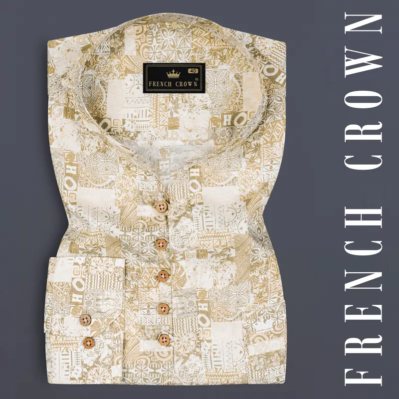 Blurry Wood And White Printed Premium Cotton Shirt 1