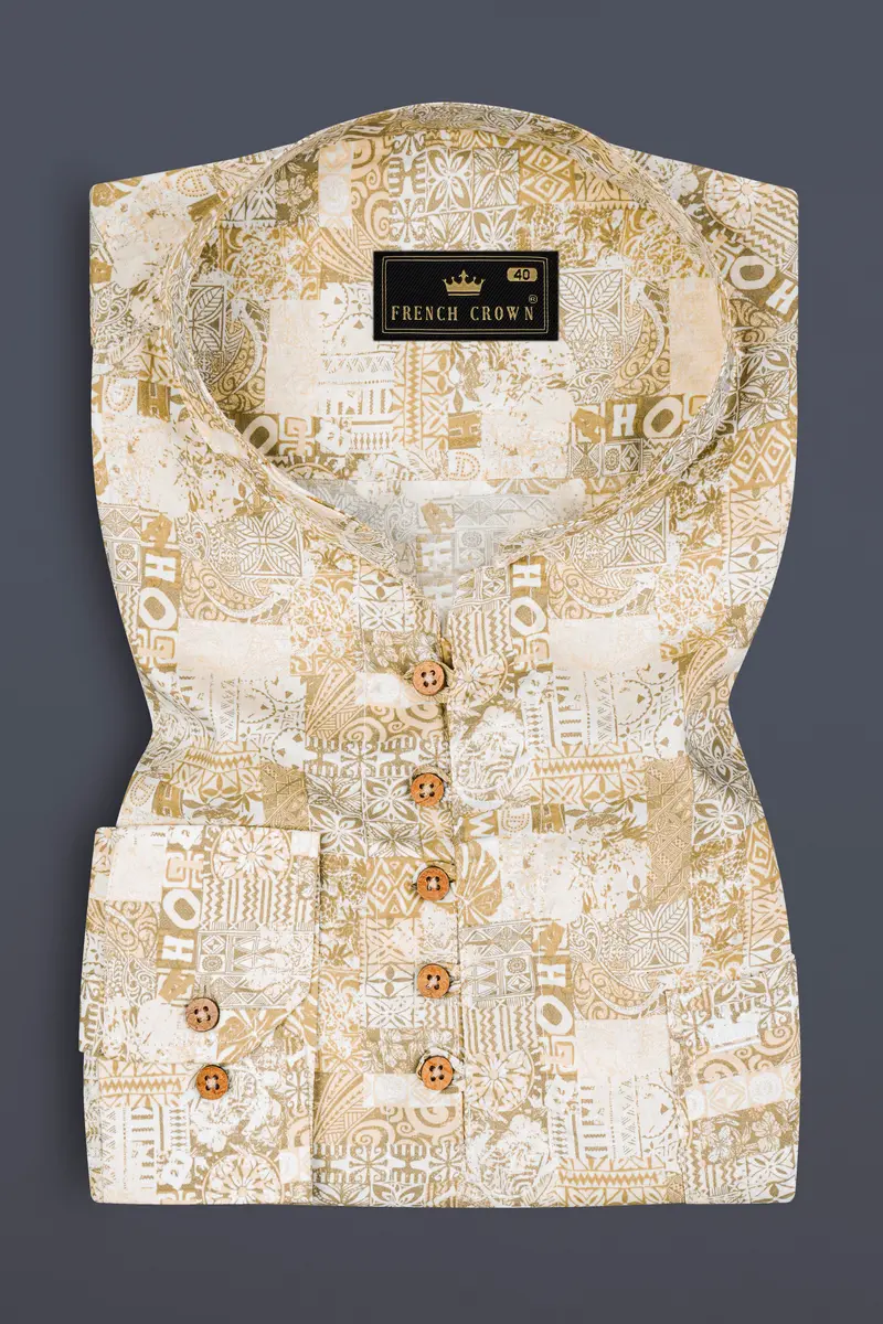 Blurry Wood And White Printed Premium Cotton Shirt 2