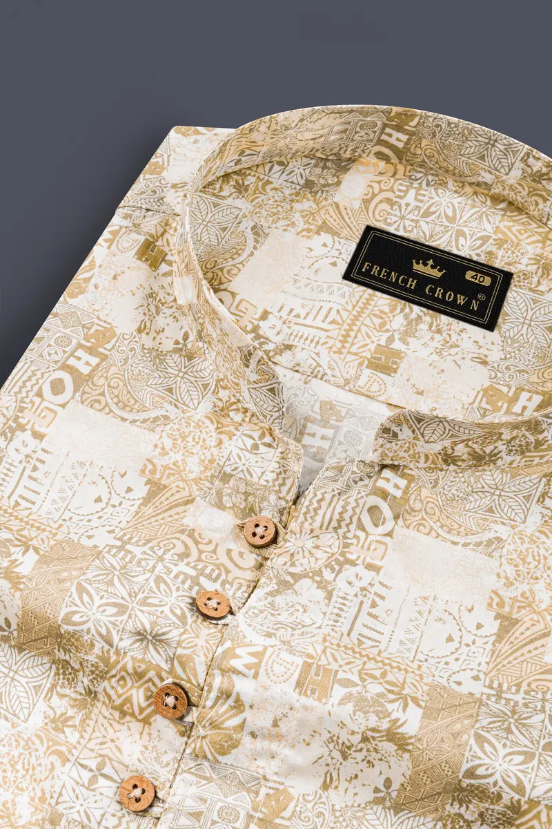 Blurry Wood And White Printed Premium Cotton Shirt 4