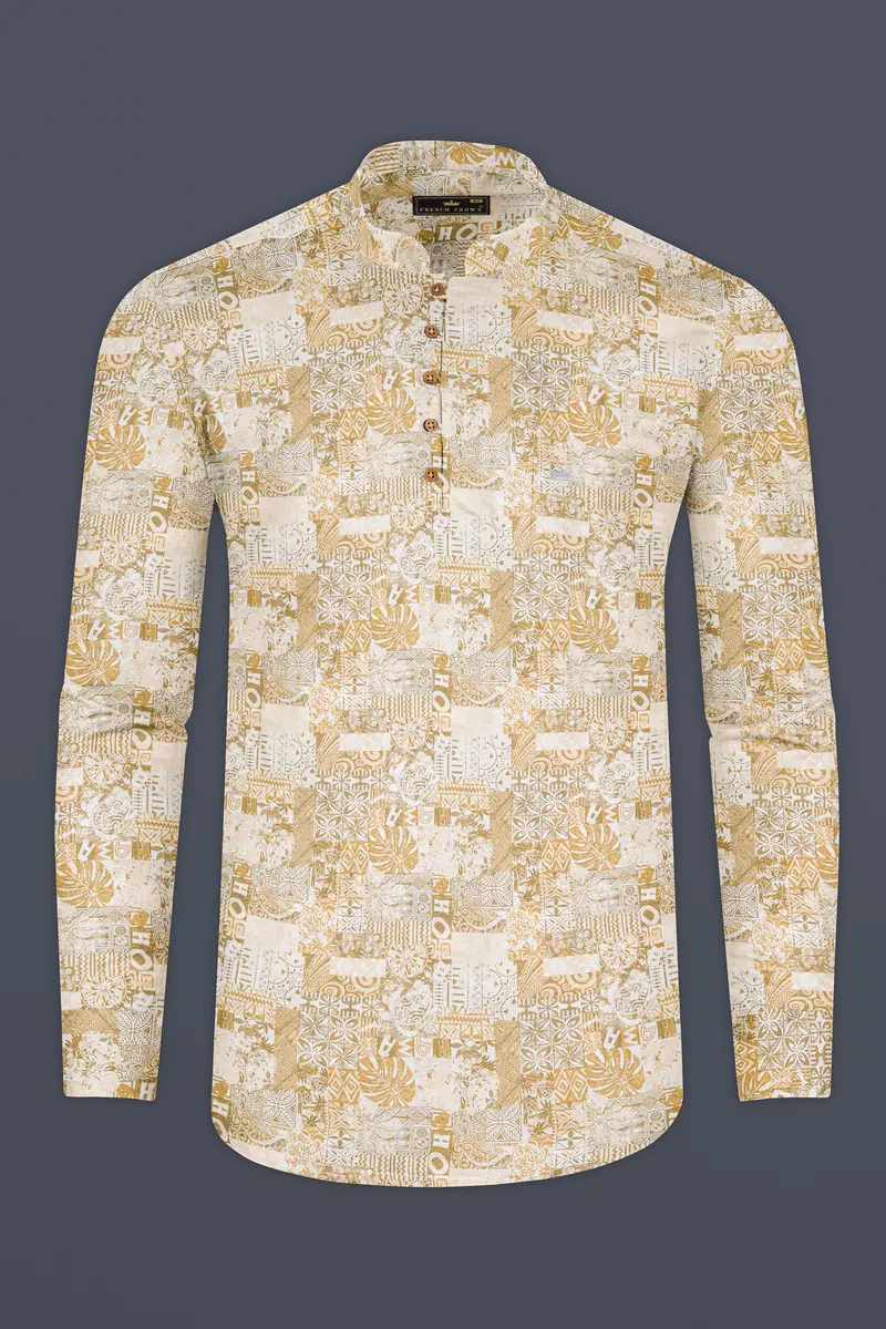 Blurry Wood And White Printed Premium Cotton Shirt 5