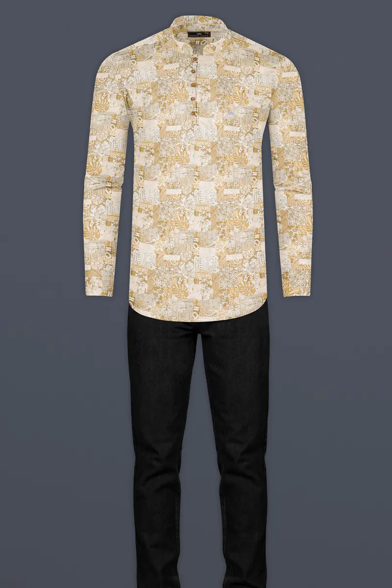 Blurry Wood And White Printed Premium Cotton Shirt 7