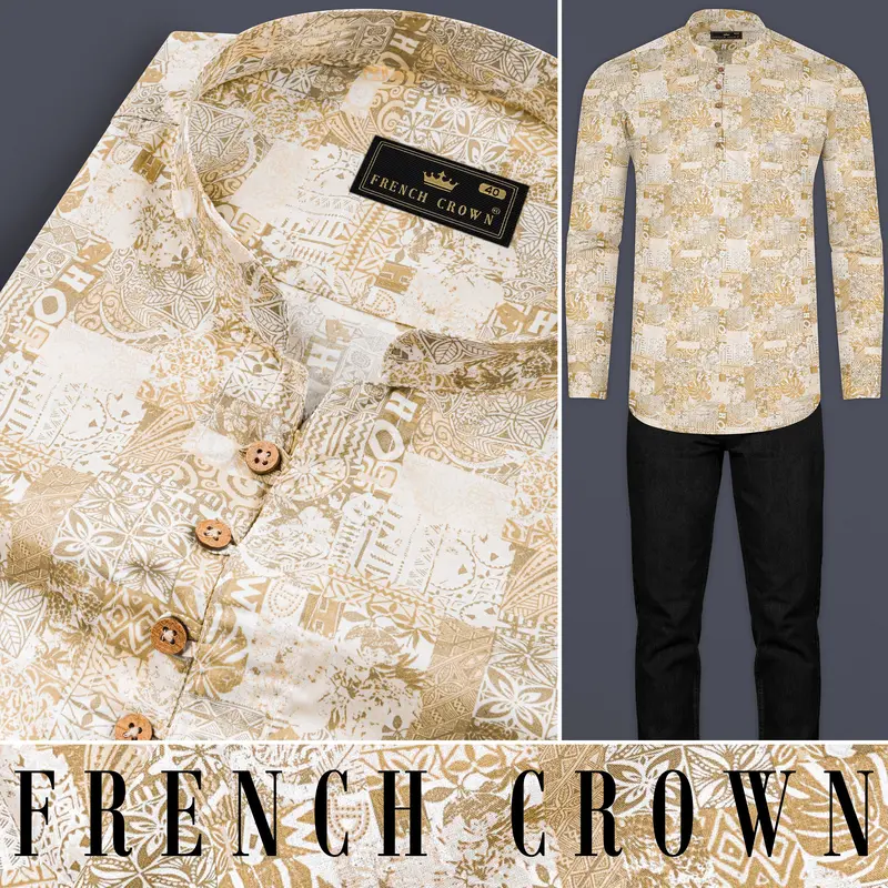 Blurry Wood And White Printed Premium Cotton Shirt 8