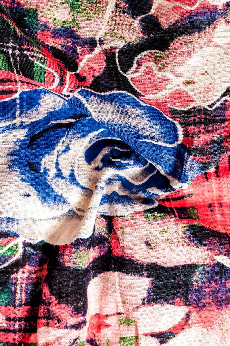 Blush Azure-Merino Peach With Tory Blue Rose Printed Lightweight Premium Cotton Multicolor Casual Shirt 3