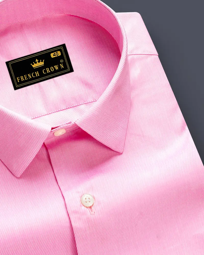 Blush Bloom-Classic Rose Pink Solid Twill Premium Cotton Dress Shirt 1