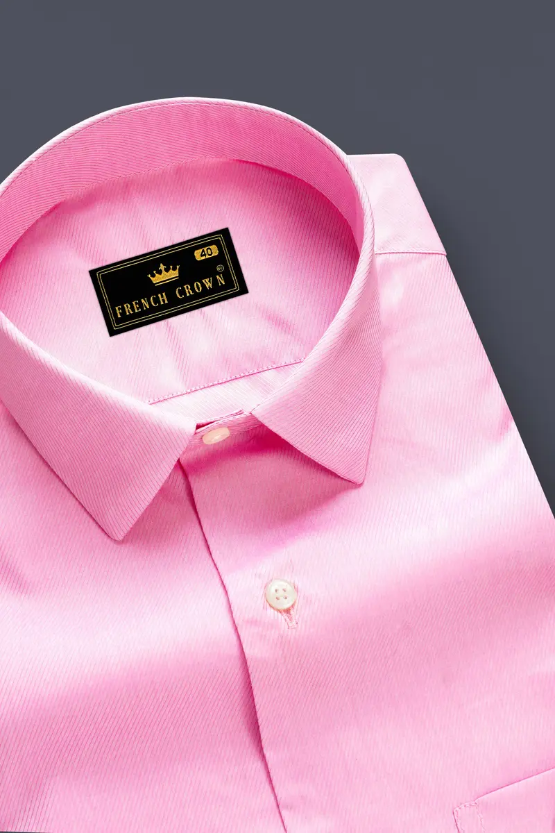 Blush Bloom-Classic Rose Pink Solid Twill Premium Cotton Dress Shirt 2