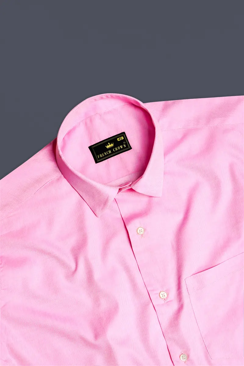 Blush Bloom-Classic Rose Pink Solid Twill Premium Cotton Dress Shirt 5