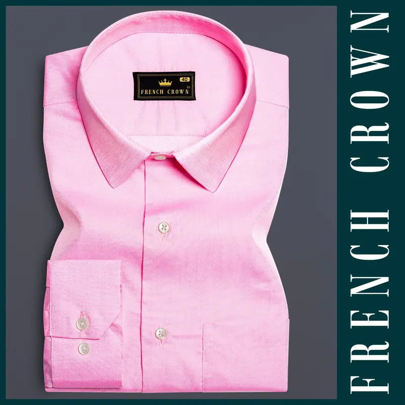 Blush Bloom-Classic Rose Pink Solid Twill Premium Cotton Dress Shirt 6