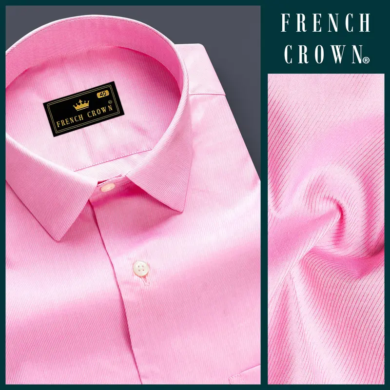 Blush Bloom-Classic Rose Pink Solid Twill Premium Cotton Dress Shirt 9