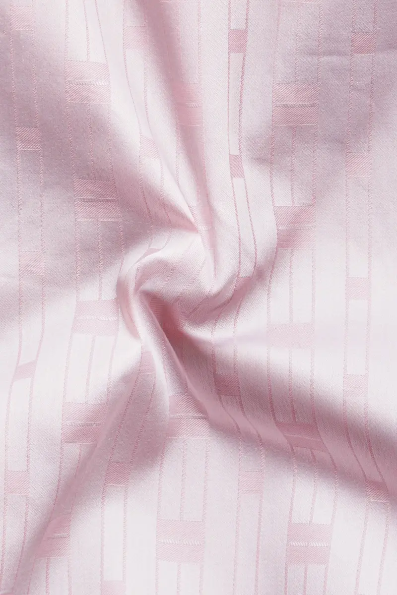 Blush Velvet-Vanilla Ice Pink Jacquard Textured Premium Cotton Dress Shirt 2