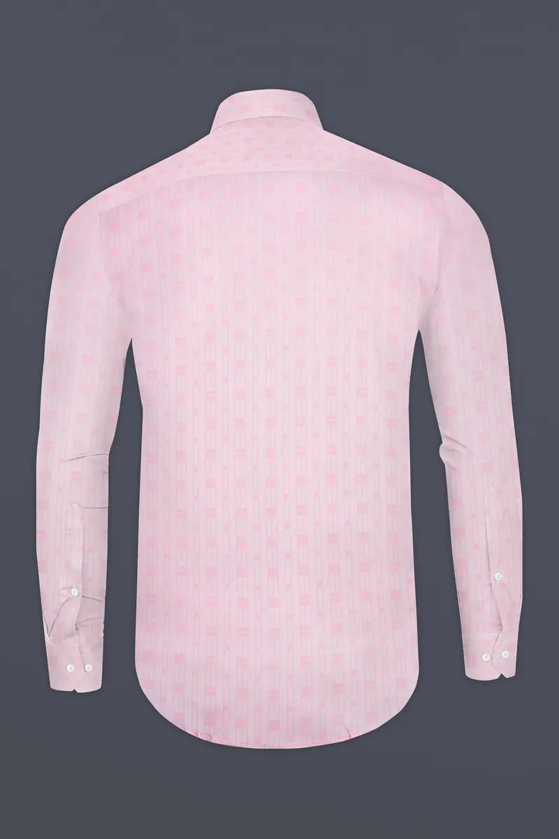 Blush Velvet-Vanilla Ice Pink Jacquard Textured Premium Cotton Dress Shirt 5
