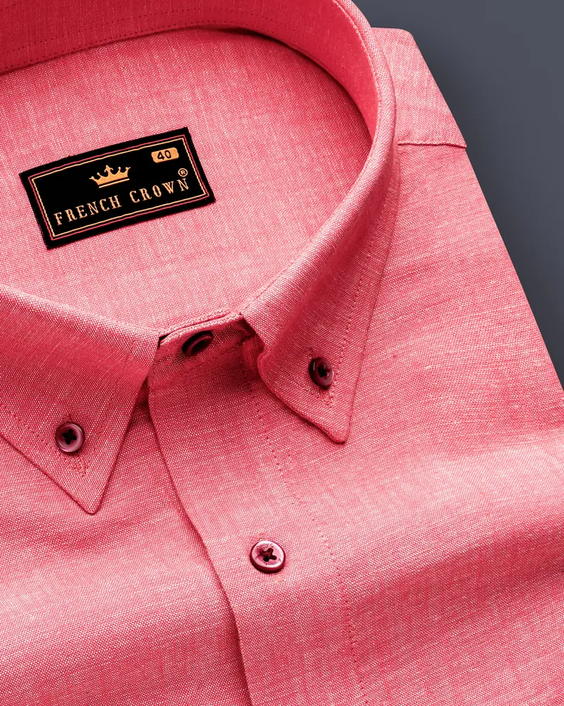 Blusheen-Brink Pink Solid Oxford Premium Cotton Semi Formal Shirt 1